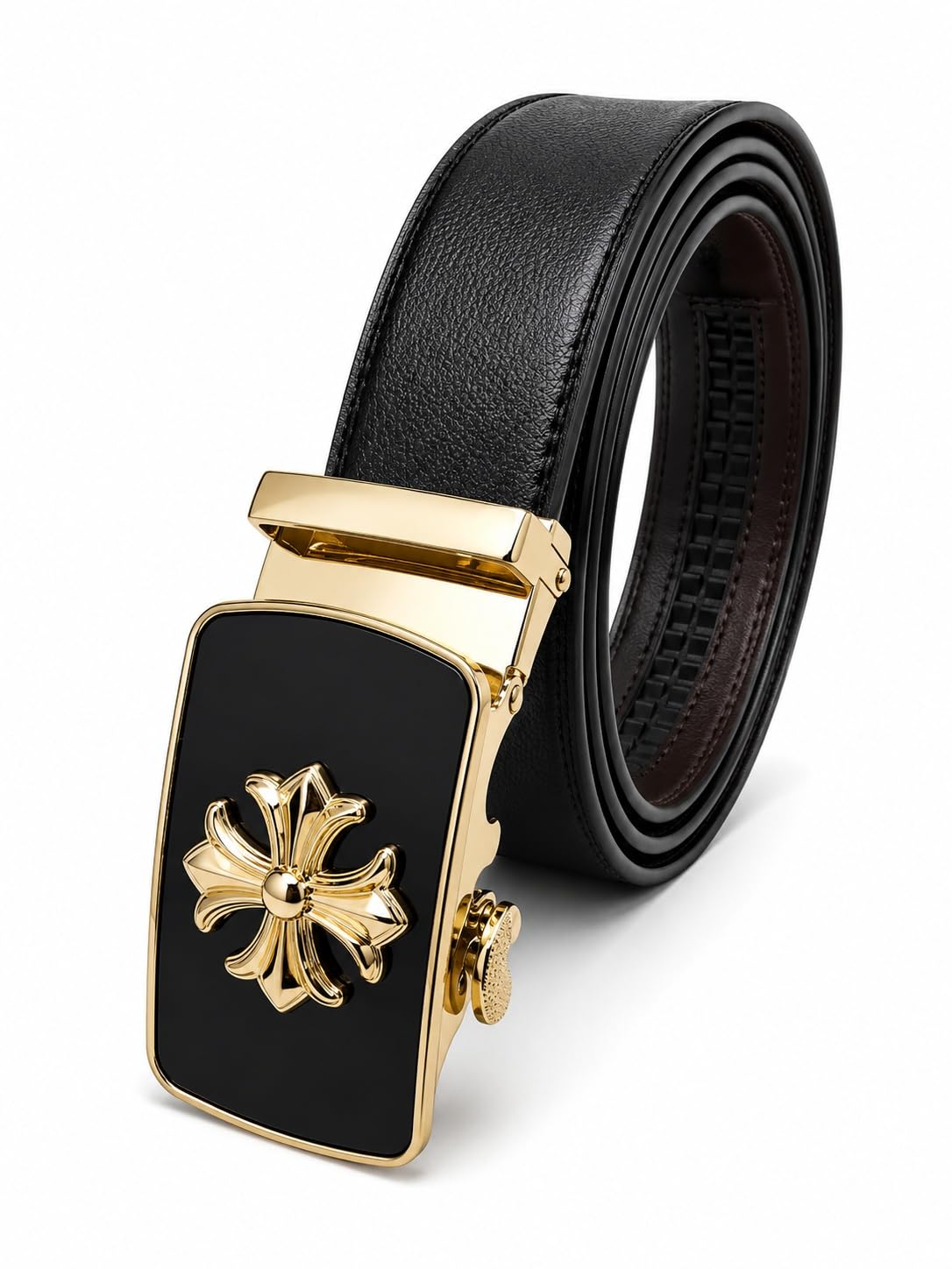 zacharias Men's Texas PU Leather Formal Autolock Buckle Belt as-66 (Black) (Pack of 1)-picture-28