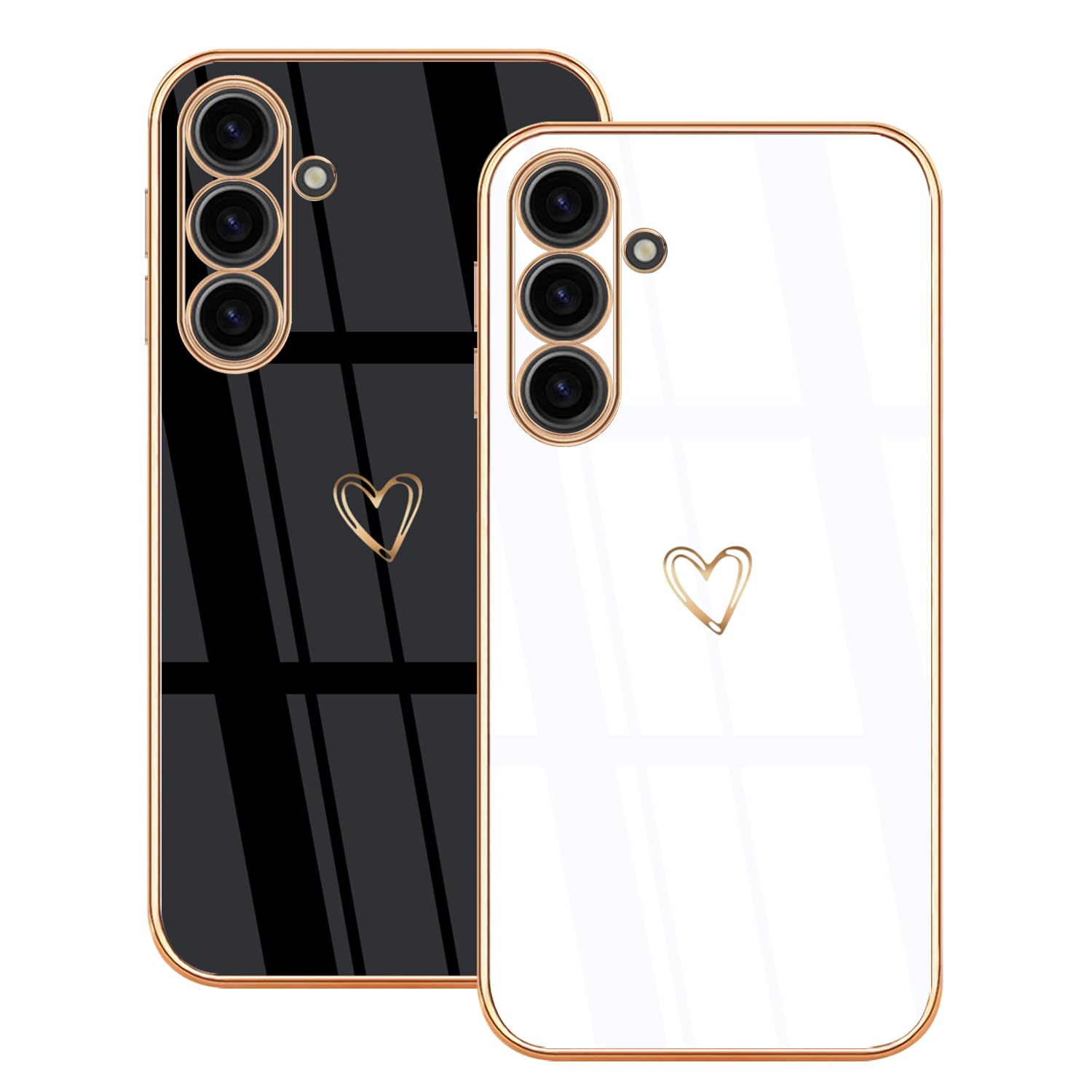 Lonrapa 2 Stck Hlle fr Samsung Galaxy A16 5G Handyhlle Se Herz Muster  Motiv fr Mdchen Frauen Farbe Galvanisierte Silikon Stofest Schutzhlle Galaxy  A16 4G Phone Case Cover - Schwarz & Wei: