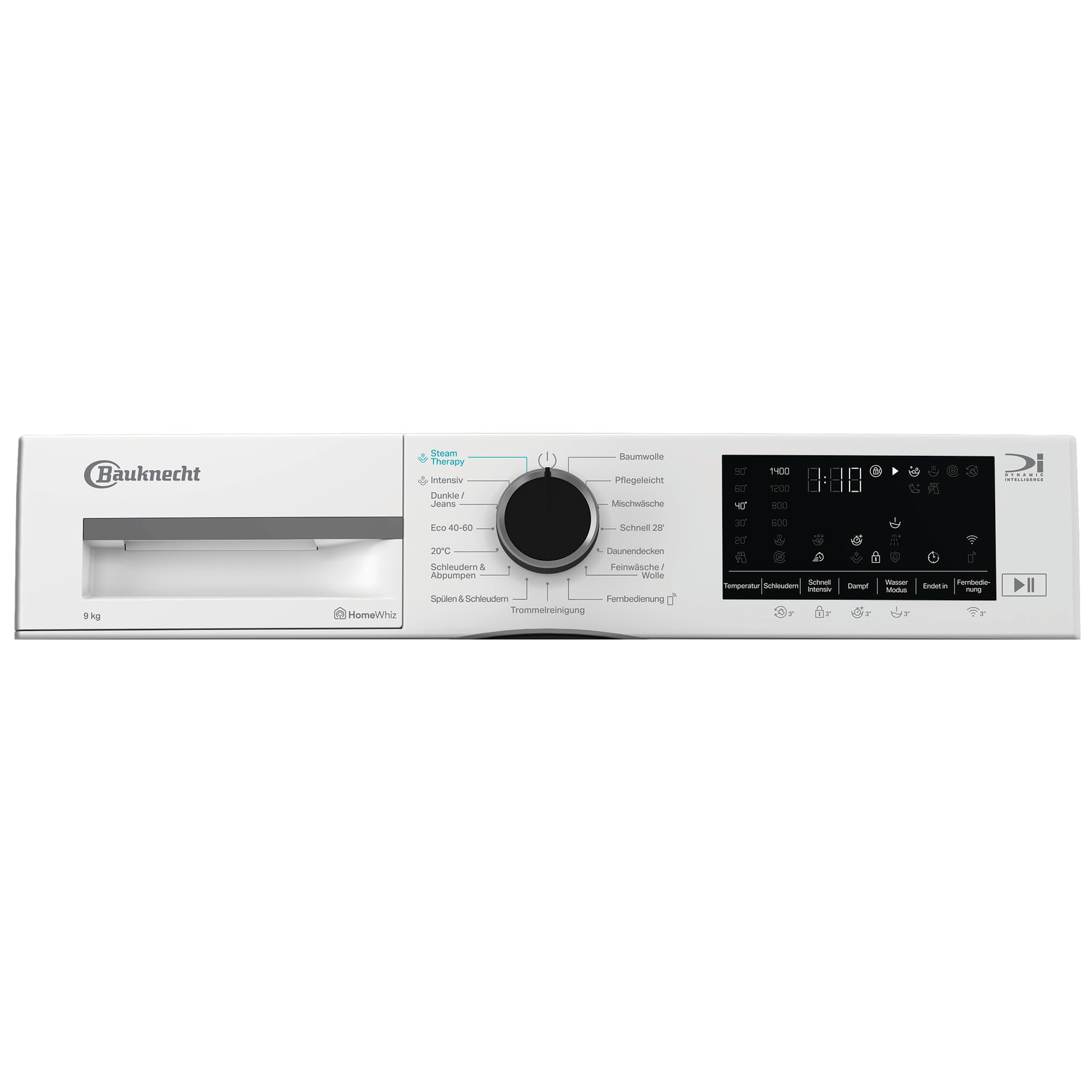 Bauknecht B W 9A30 BS Waschmaschine, 9 kg, 1400 U/min, Frontlader, Steam Therapy & Steam Technologie, Adaptive Wash, ColdWash, HomeWhiz, Energy Saver, leiser Inverter-Motor, Weiß