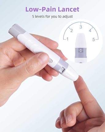 Blood Glucose Test Kit for Diabetes: AILE Blood Sugar monitor testing Kits Diabetics Meter For Home Use Test Strips x 50 and Low Pain Lancing Devices x 50 Testing Monitoring 5 Seconds Accurate Machine | Large LCD Display, No Code Design, Low-Pain Lancet, SOC Chip Technology, 5s Rapid Result