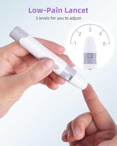 Blood Glucose Test Kit for Diabetes: AILE Blood Sugar monitor testing Kits Diabetics Meter For Home Use Test Strips x 50 and Low Pain Lancing Devices x 50 Testing Monitoring 5 Seconds Accurate Machine | Large LCD Display, No Code Design, Low-Pain Lancet, SOC Chip Technology, 5s Rapid Result