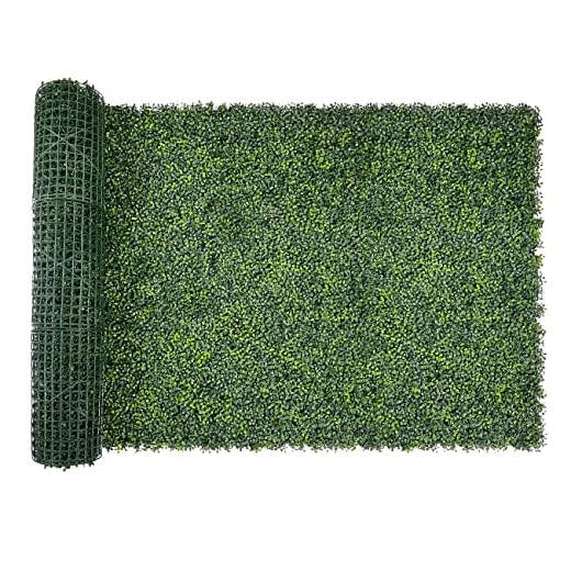 Bybeton Artificial Boxwood Hedge Wall Panels Roll,48"x120" (40 sqft) UV-Anti Faux Ivy Leaves Grass Wall for Patio Balcony Privacy, Garden, Backyard Greenery Wall Backdrop and Fence Decor