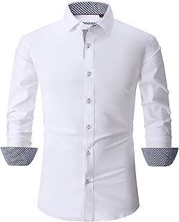Sponsored Ad - FANCIER Mens Long Sleeve Casual Button Down Shirts,Easy Care Bamboo Dress Shirts for Men Regular Fit