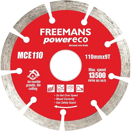 FREEMANS MCE110 Power Eco Diamond Cutting Blade - 4 Inch/110mm x 9T for Marble, Stone, Concrete Cutting (Pack of 1) Cutting Wheel