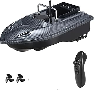 WQQWQQ Bait Boat, Fishing Bait Boat Radio Control 500M Remote Smart RC Fishing Bait Thrower Lure Boat Fishing Tools,Black, Remote controlled boat fishing lure.