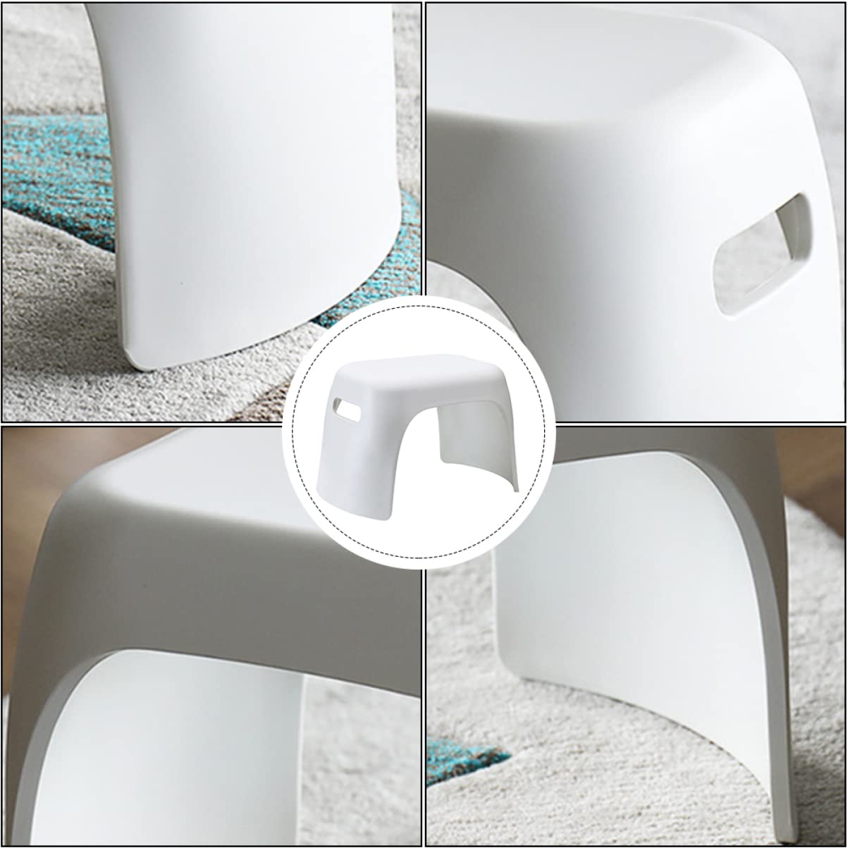 PRETYZOOM Taburete Antideslizante para Niños de PP, Compacto y Apilable, para Baño y Hogar, Reposapiés Infantil, Blanco