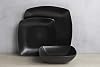 Creative Tops Raven Stoneware Square Dinner Set, Ceramic, Black, 12 Piece