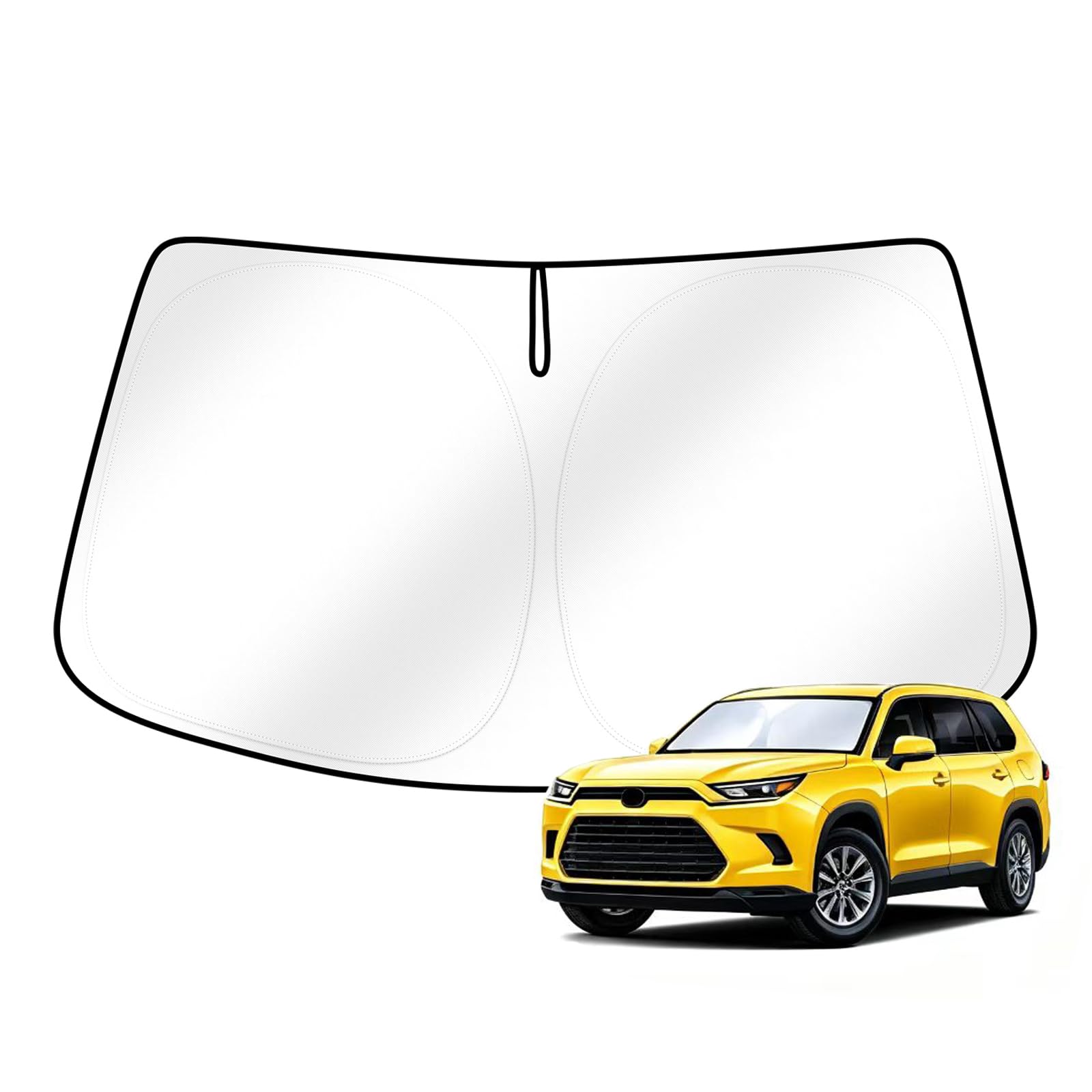 Canvcle Windshield Sun Shade for 2024-2025 2026 Toyota Grand Highlander Accessories Upgraded Double-Layer Front Window Sunshade Cover Sun Visor Protector Foldable Block UV Rays Keep Vehicle Cool