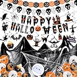 izoel halloween decorazioni halloween palloncini, ragno teschio zucca ghirlanda ragnatela palloncini nero stoffa spirale sospesa, decorazioni casa/interni/esterni/casa stregata/giardino