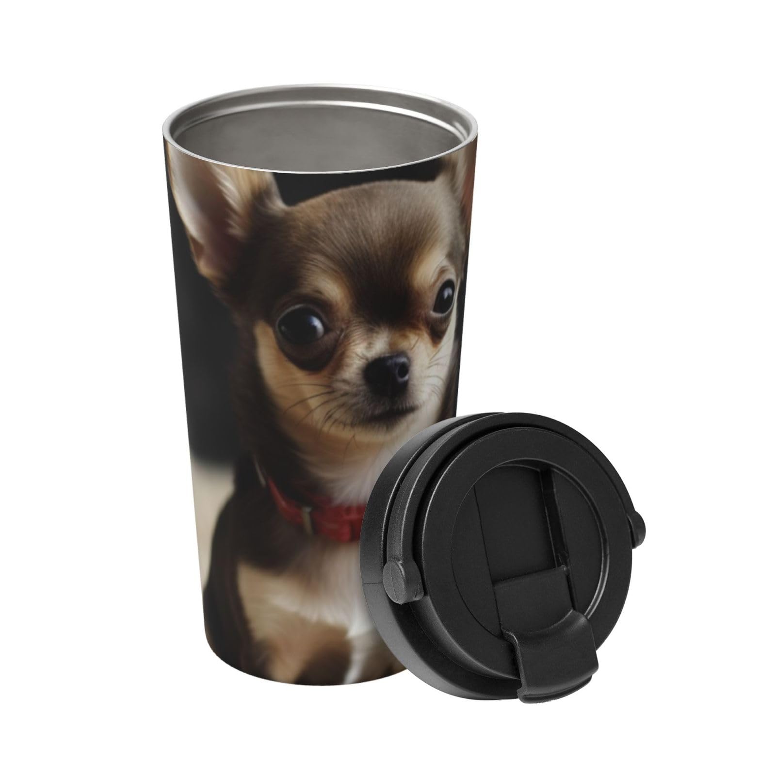 Insulated Coffee Mug with Lid Cute chihuahua Travel Mug Stainless Steel Tumbler Cup for Travel Double-Wall Coffee Cup for Office Coffee Tumbler Cup for Keep Hot/Ice Coffee Tea and Beer