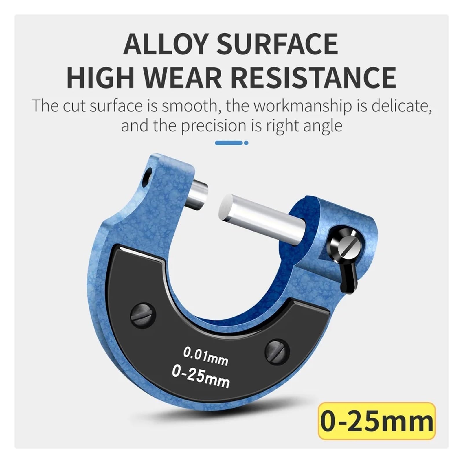 Suwmiarka 0-25MM Mikrometr zewnętrzny Mechanik Narzędzie pomiarowe Dokładność 0,01mm Precyzyjne metalowe suwmiarki z noniuszem(LXZ922124)