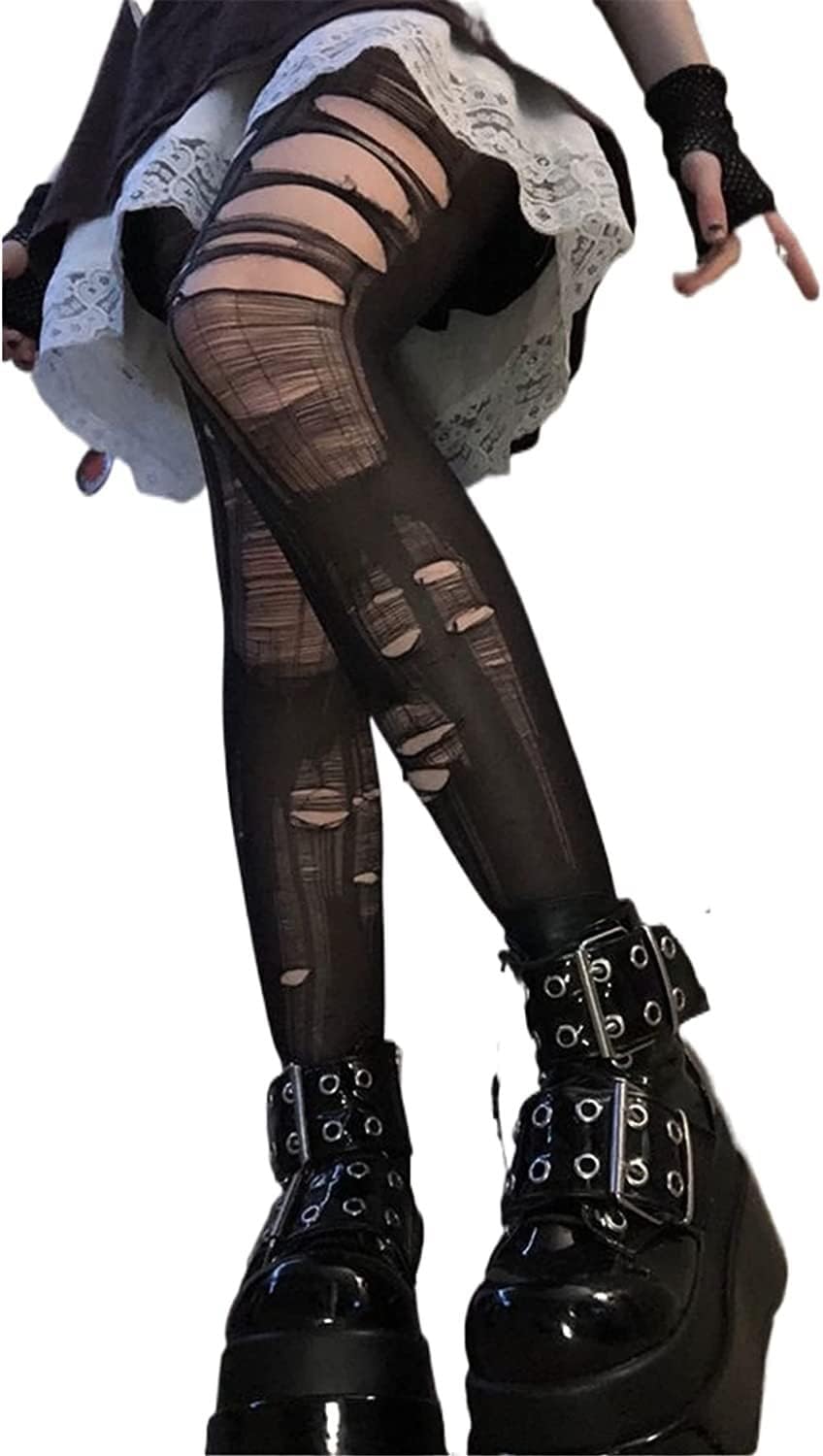 5 Pairs Disposable DIY Stockings,Easy Ripped Tights Gothic Women Fishnet Pantyhose Black Female Hollow Out Mesh