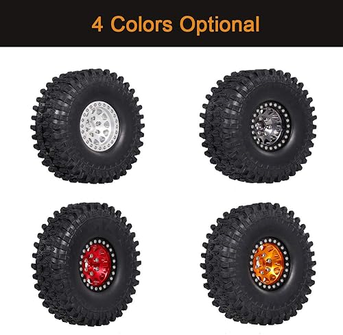 Miniatura 9 de GoolRC 4 neumáticos de goma RC Crawler de 1.9 pulgadas con borde de metal para 110 RC Rock Crawler Traxxas TRX-4 TRX-6 Axial Scx10 90046 RC4WD RC