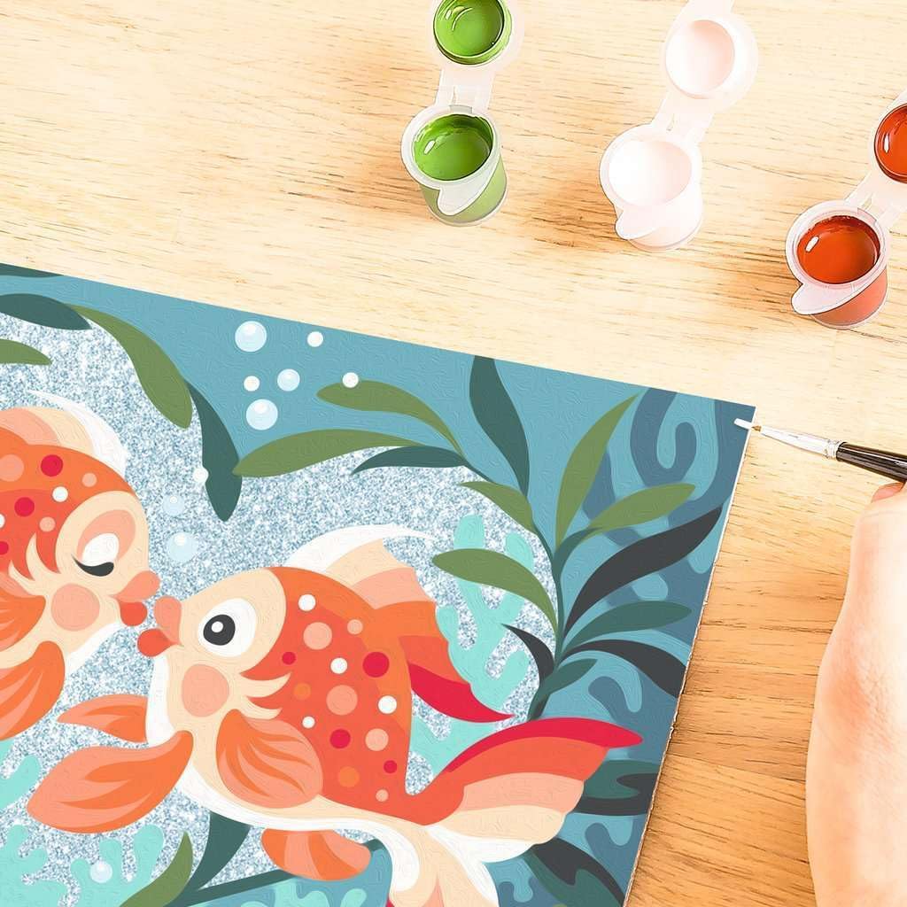 Ravensburger CreArt, Malen nach Zahlen Kinder - Verliebte Fische: Mit Glitzer Zum Verzieren!
