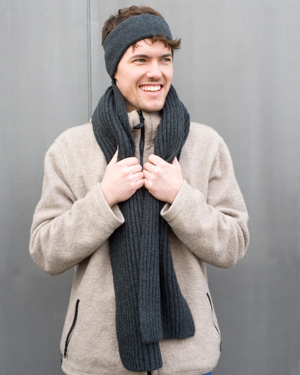 FosterNatur, Damen/Herren Merino Schal dickripp, 100% Wolle Merino extrafein