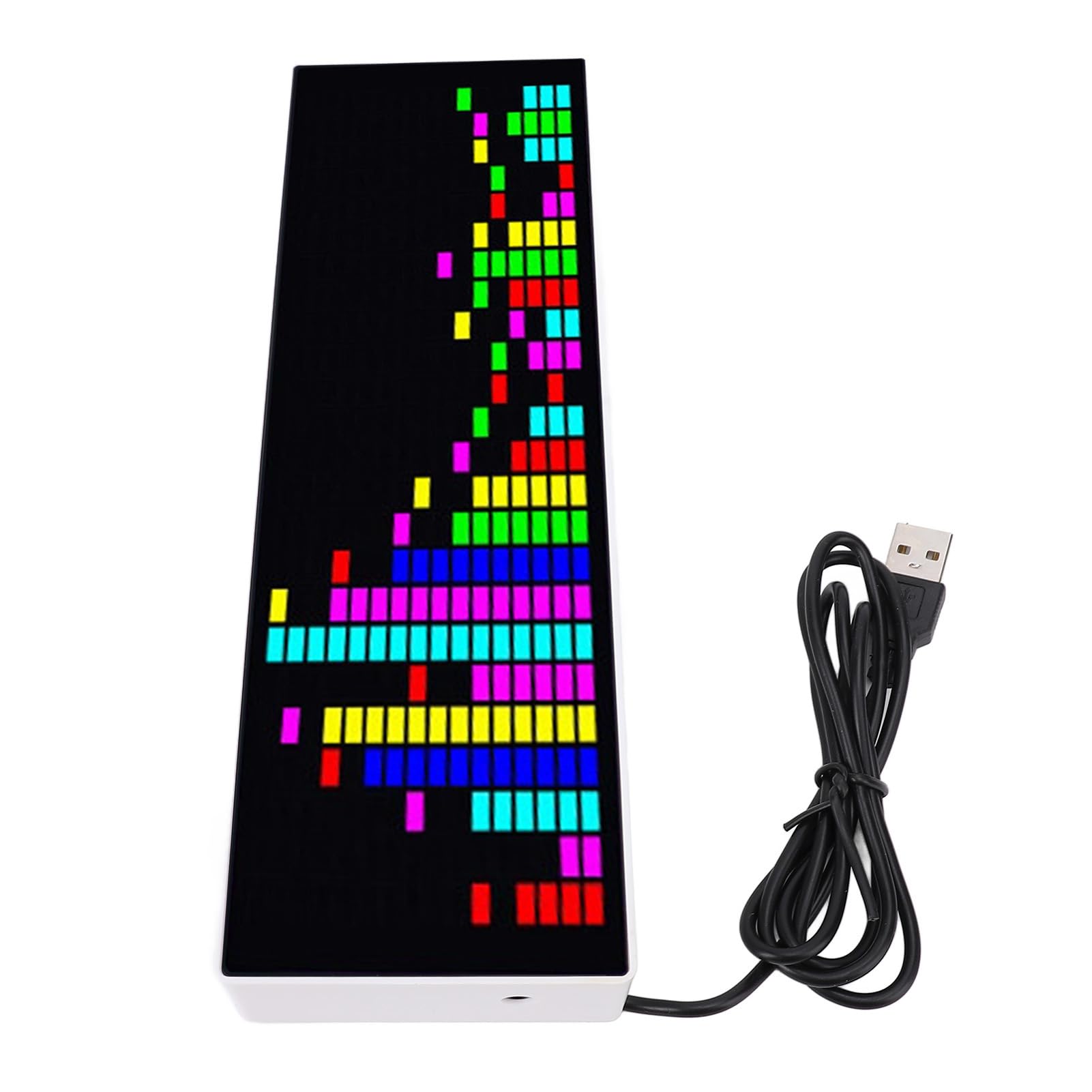 Pantalla LED de Espectro Musical, Visualizador de Audio de 384 LED RGB, Control de Cable de Voz con 12 Modos de Visualización, Reloj Electrónico y 3 Alarmas, para el Hogar, Fiesta,