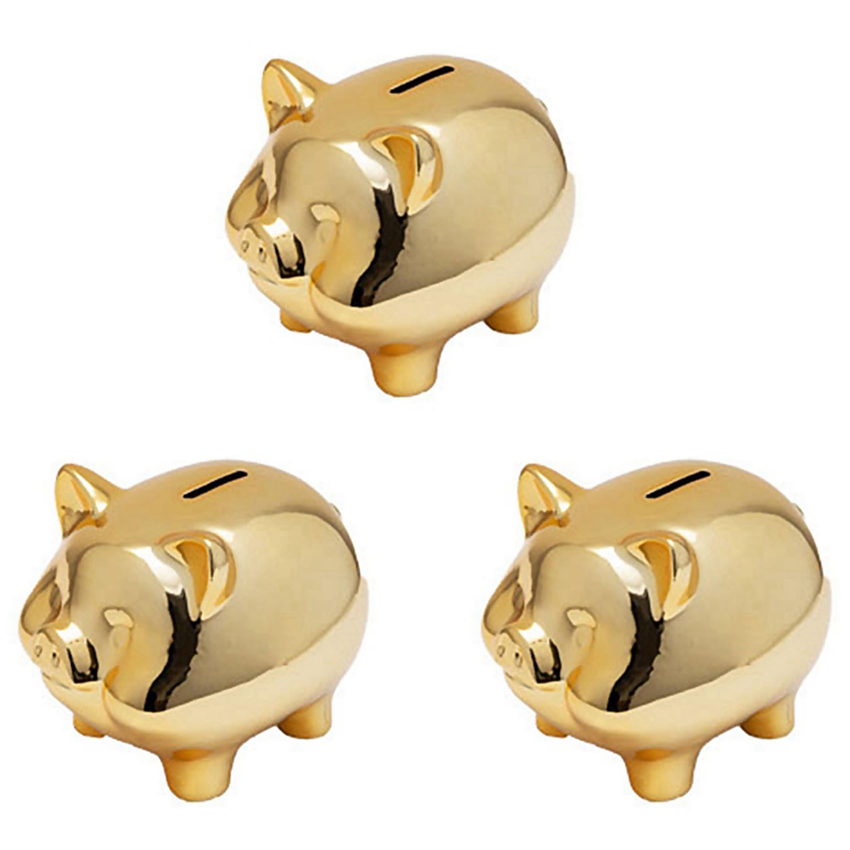 Hndhbfgrt 3X Ceramic Gold Pig Piggy Bank Cute Coin Piggy Bank Lucky Pig Decoration,Gold Pig