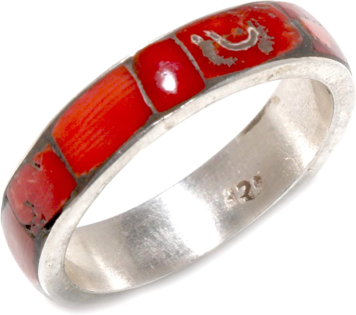 Coral Gemstone Ring for Women Men 925 Sterling Silver Modern Designer Fashion Handmade Band Ring Party Jewelry Couple Band Promise Rings Gifts for Him Gifts for Her