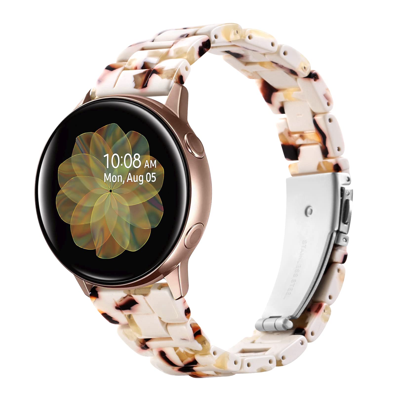 Resin Watch Band for Samsung Galaxy Watch 7/6 / 5/4 / FE/Classic / 5 Pro 40mm 42mm 44mm 45mm 46mm 47mm, 20mm Dressy Bracelet Lightweight Replacement