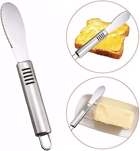 Miniatura 3 de 5 cuchillos esparcidores de mantequilla de acero inoxidable, borde recto, esparcidor de mantequilla de 8.4 pulgadas de ancho, juego de cuchillos de