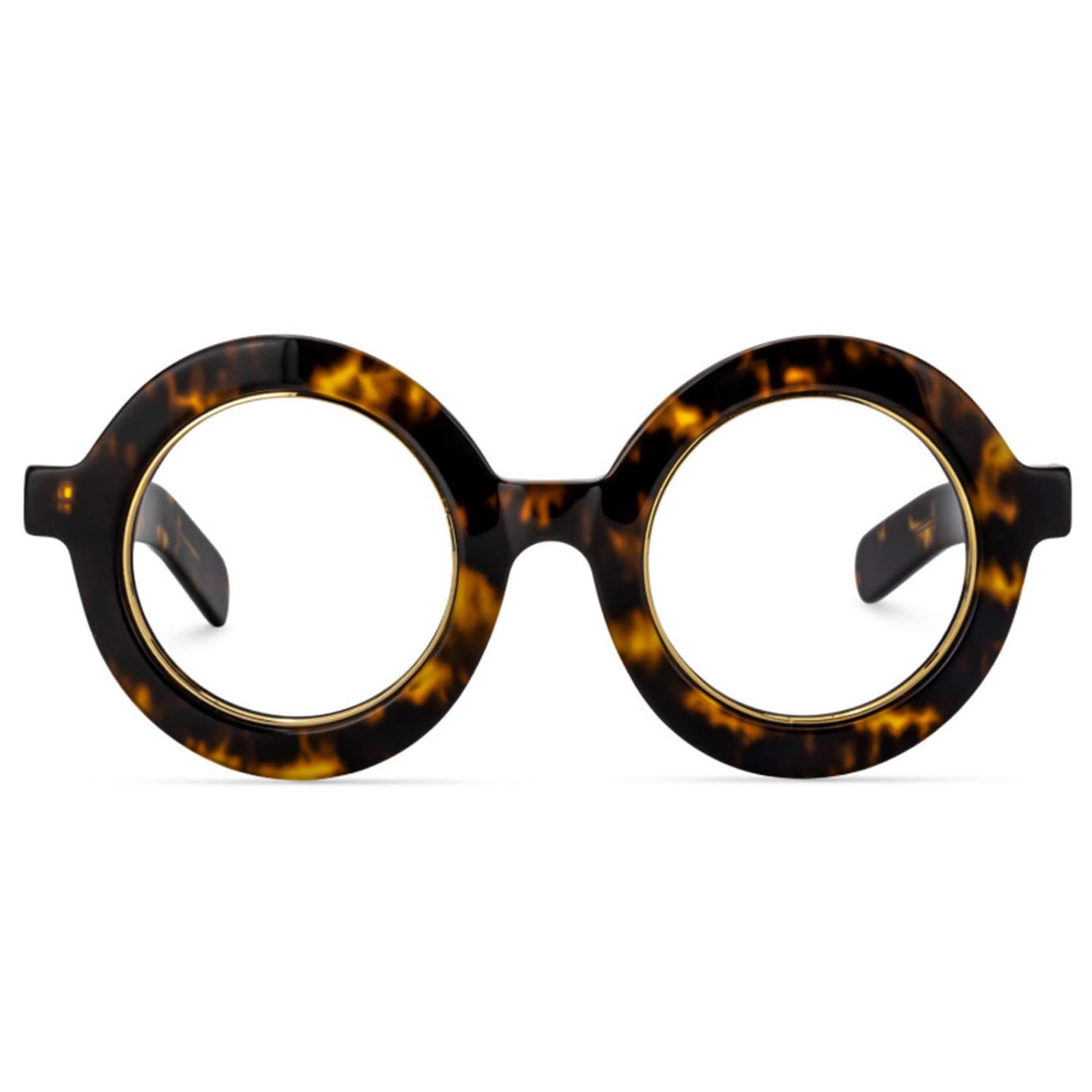 Zeelool Retro Thick Round Eyeglasses Frame for Women Men Non-prescription Clear Lens Calhoun ZOA01776-02 Tortoise