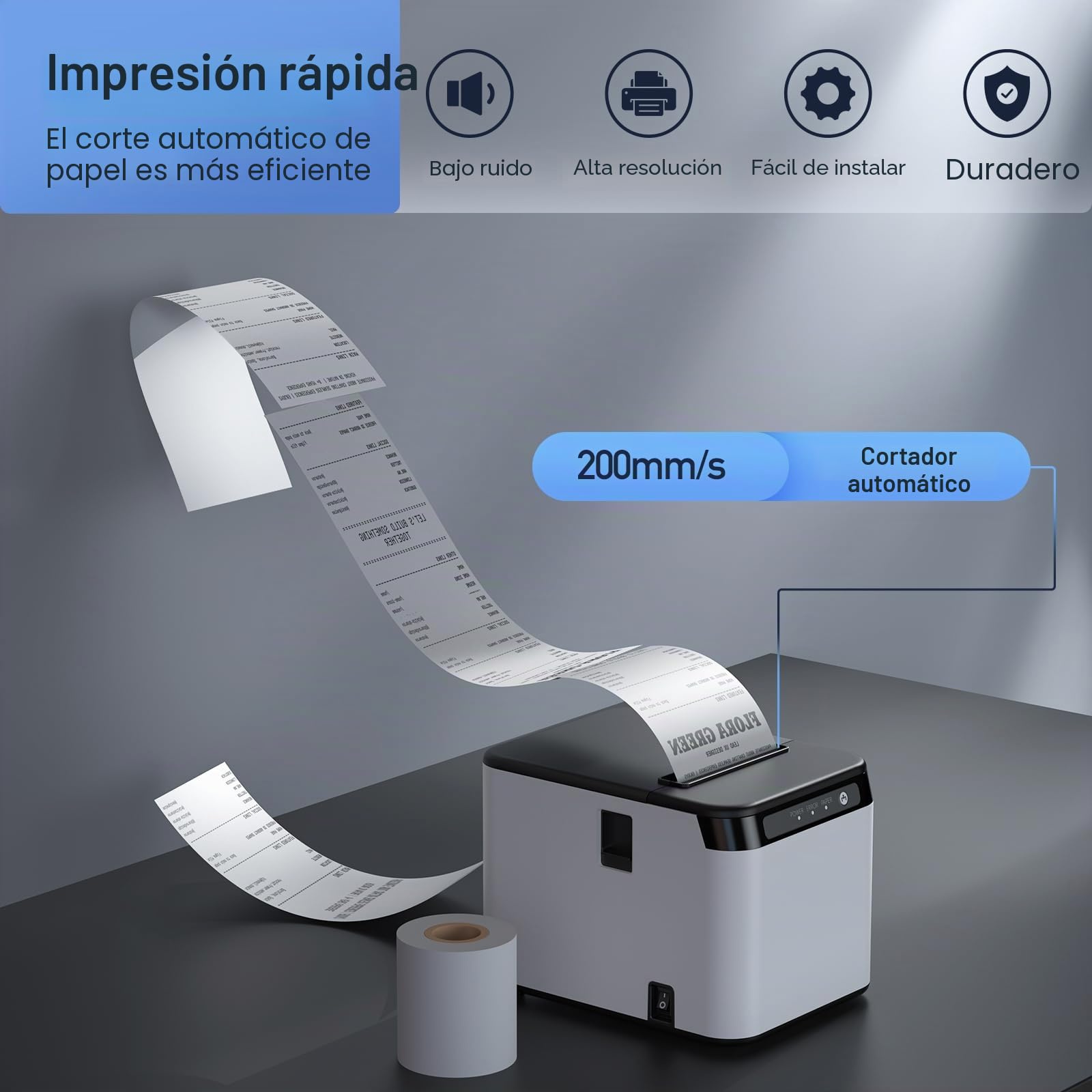 Bisofice Impresora Tickets termica 80mm, Impresora de Ticket con conexión USB+LAN, Compatible con Comando ESC/POS para restaurantes, supermercados, Comercio