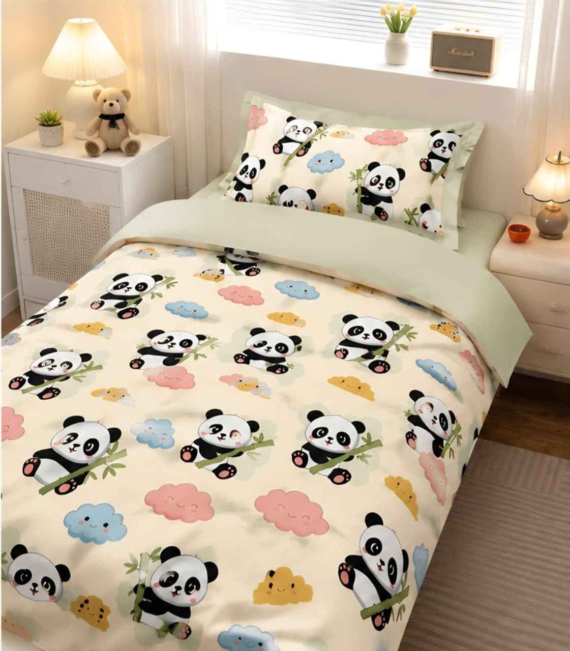 Shri Anand Creations 300TC Cartoon Print Wrinkle Free Bedsheet for Kids Room, Breathable Fabric, Fast Colour (Multicolor: 05, Single Bed)-image-34