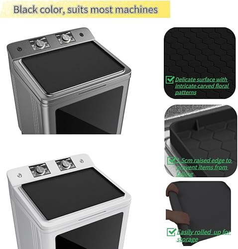 Miniatura 3 de Tapete protector superior para secadora, cubierta de silicona para secadora de la parte superior, 25 x 19 pulgadas, impermeable, antideslizante,