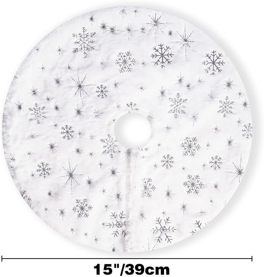 Tree Skirt Christmas Christmas Tree Skirt Small Mini Decoration Desktop Christmas Tree Apron Gold and Silver Snowflake Tree Skirt Christmas Tree Skirts(Small)