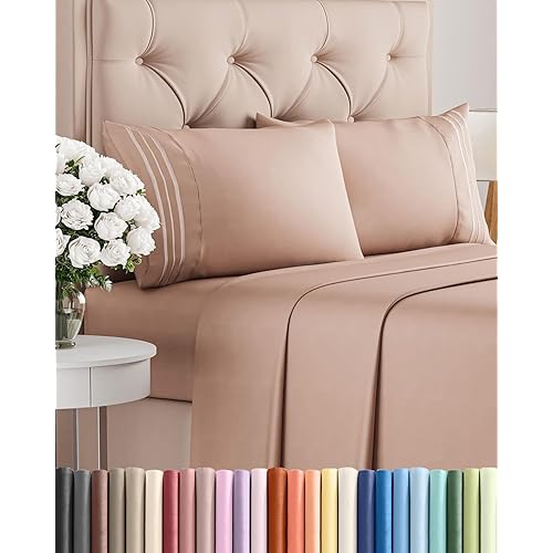 Queen Size 4 Piece Sheet Set - Comfy Breathable & Cooling Bed Sheets Set - Hotel Luxury Bedding for Women, Men, Kids, Teens, Boys & Girls - Deep Pockets, Ultra-Soft, Wrinkle Free - Oeko-Tex - Mauve