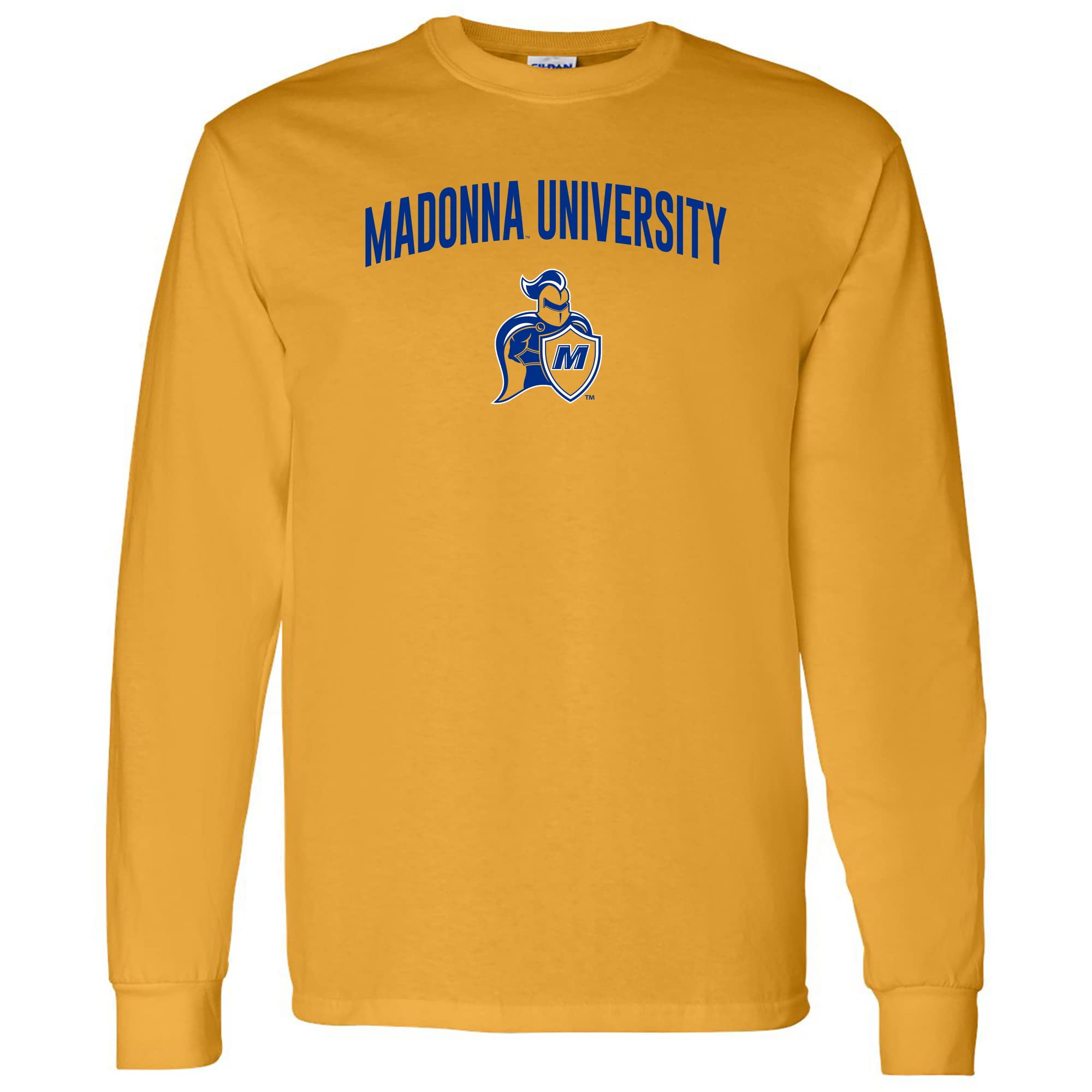 NCAA Officially Licensed College - University Team Color Arch Logo Long Sleeve, Madonna Crusaders Gold, Large — image 1