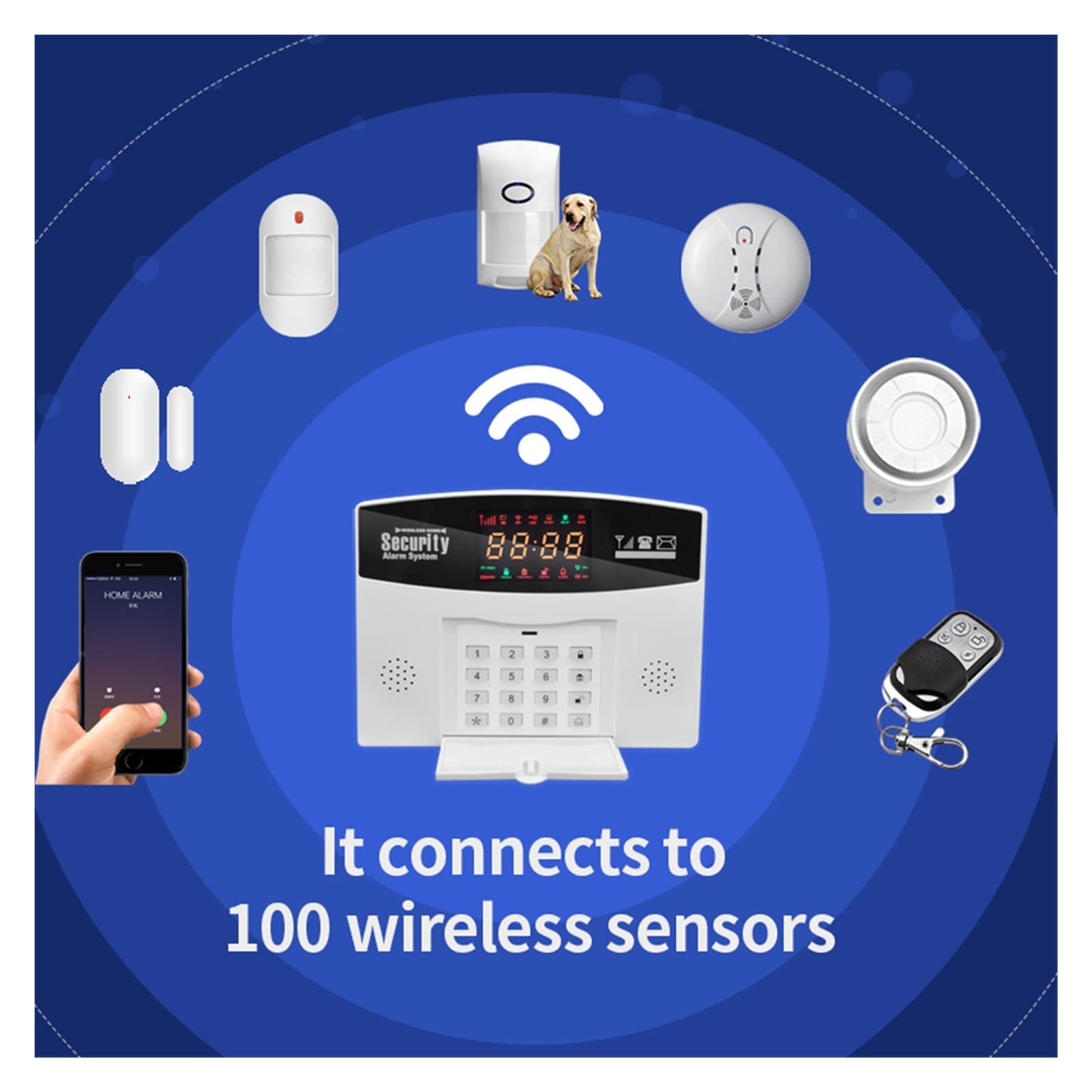 Kit Allarme Casa, Tuya WiFi Home Alarm System System Smart GSM. Allarme di sicurezza 8 Lingue Porta Open Motion Detector App. Campanello incorporato sirena integrata(Option A)