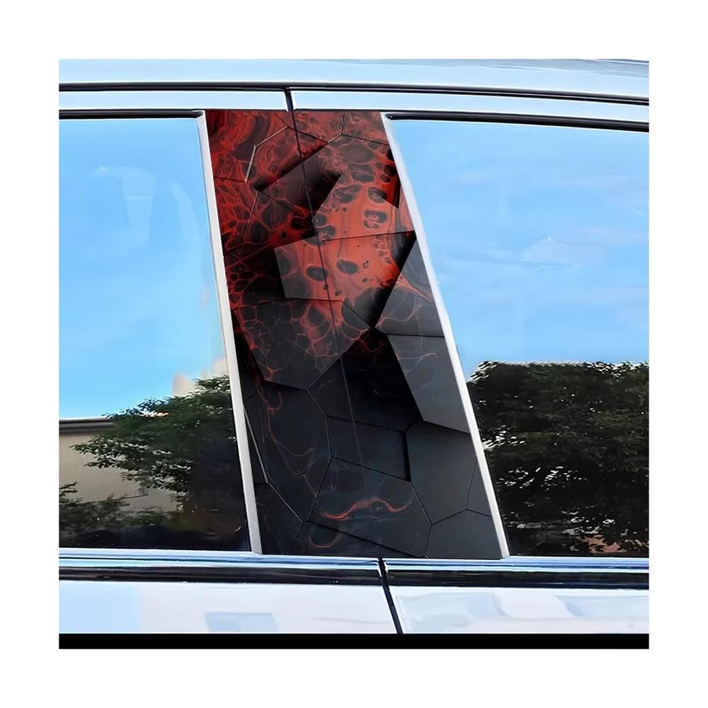 Dabhuoc One Color Car Parts 2 Pcs Car Center Pillar Stickers Geometric Lava Scratch Protection