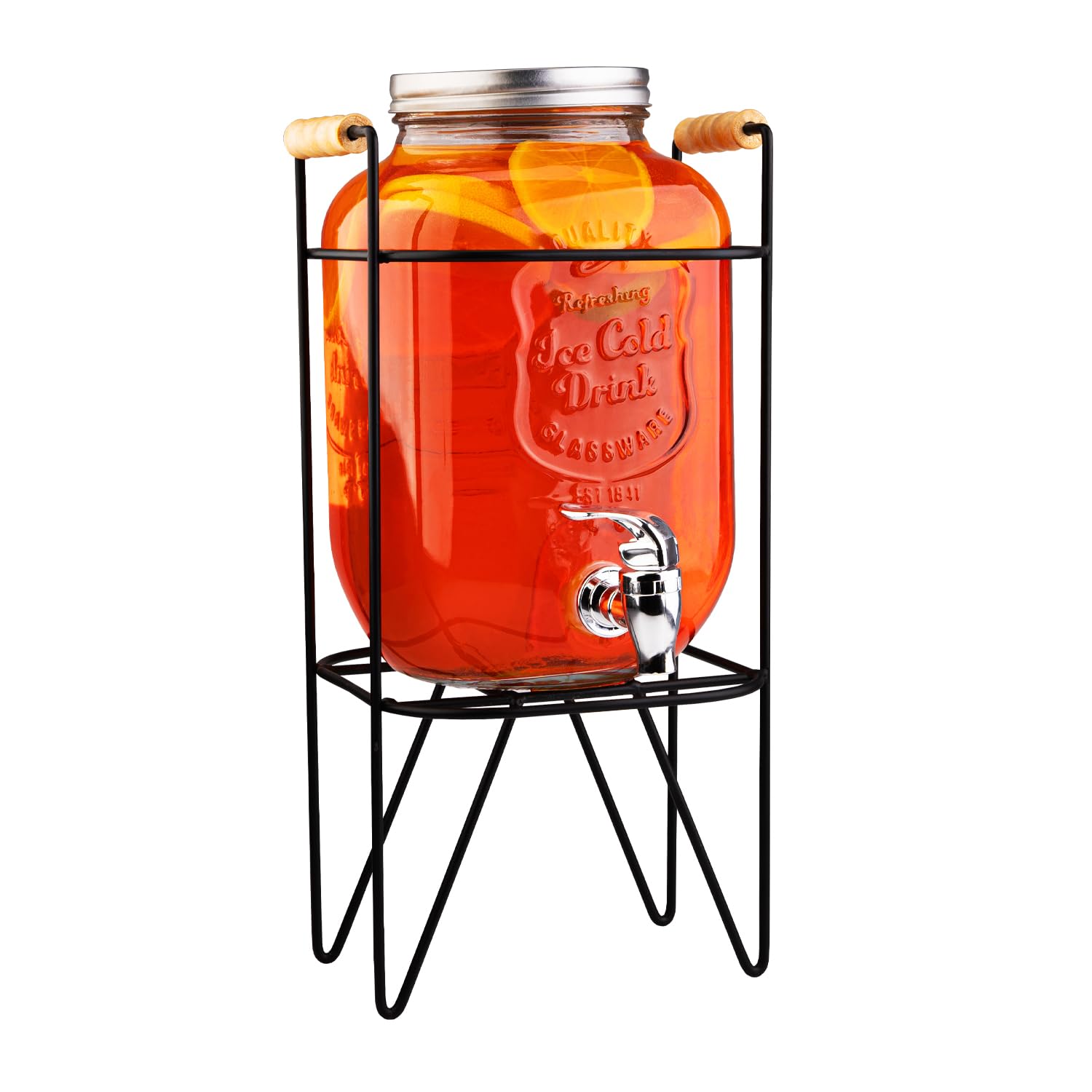 Distributore Bevande Vetro 4L Con Rubinetto - Per Limonata, T&egrave; Freddo