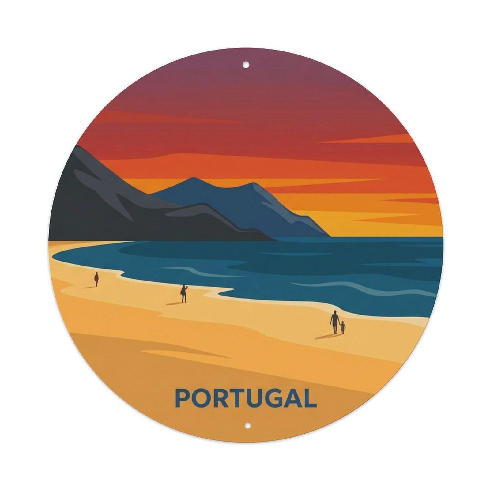 Olhnbad 08X08inch Style Coastal Portugal Madeira Cityscape Classic Travel Art Metal Tin Sign
