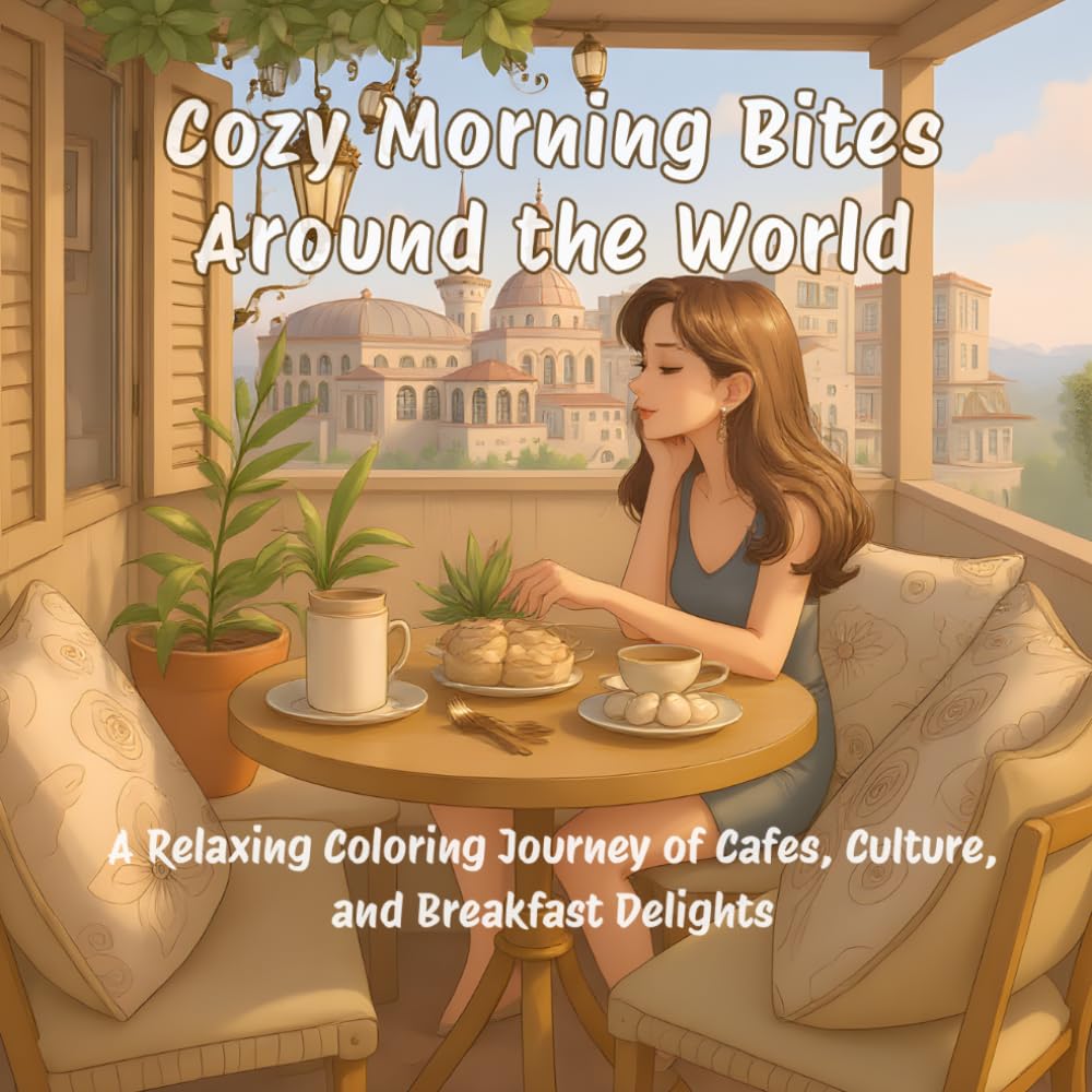 Cozy Morning Bites Around the World: A Relaxing Coloring Journey of Cafes, Culture, and Breakfast Delights | Travel and Food-inspired Coloring Book for Adults