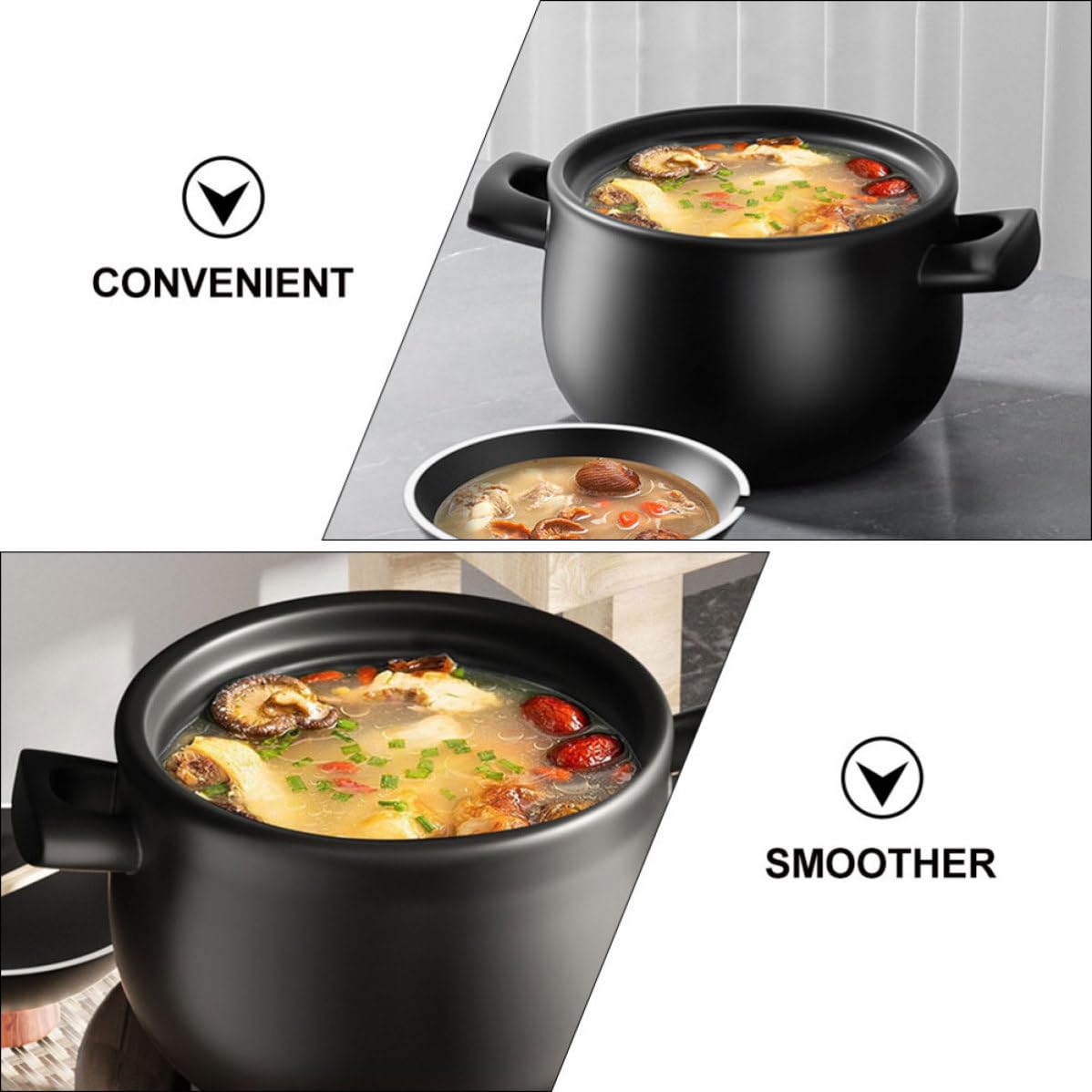 Balacoo Pentola per Stufato in Ceramica da 2,5l con Tecnologia Monopezzo, Resistente alle Alte Temperature, per Cucina a Gas e Zuppe Casalinghe