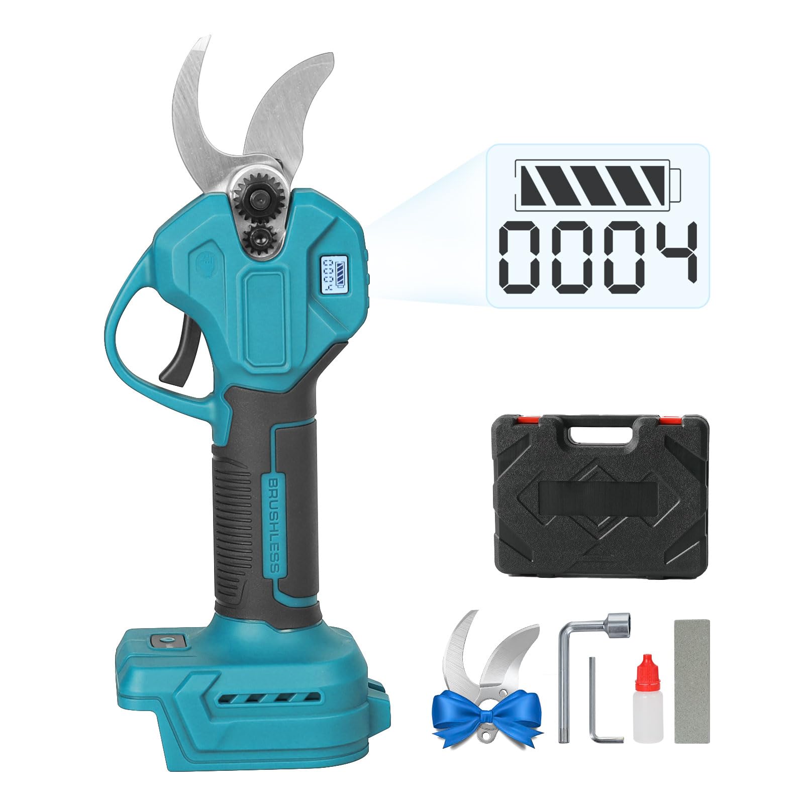 Electric Pruning Shears Compatible with Makita 18V Battery, Max 35mm Cordless Garden Shears Secateurs with 2 Gears, Digital Display for Branches, Shrubs, Orchards(No Battery) (Blue)