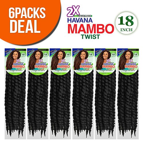 Janet Collection Synthetic Hair Braids Havana 2X Mambo Twist Braid 18" (6-Pack, 27)