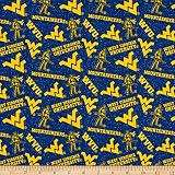 NCAA West Virginia Mountaineers Tone on Tone Cotton Multi, Quilting Fabric by the Yard