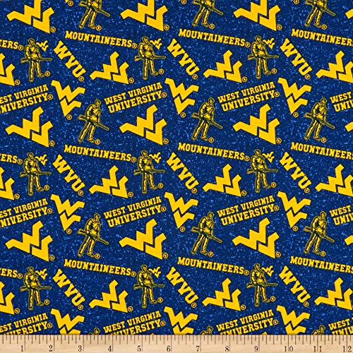 NCAA West Virginia Mountaineers Tone on Tone Cotton Multi, Quilting Fabric by the Yard