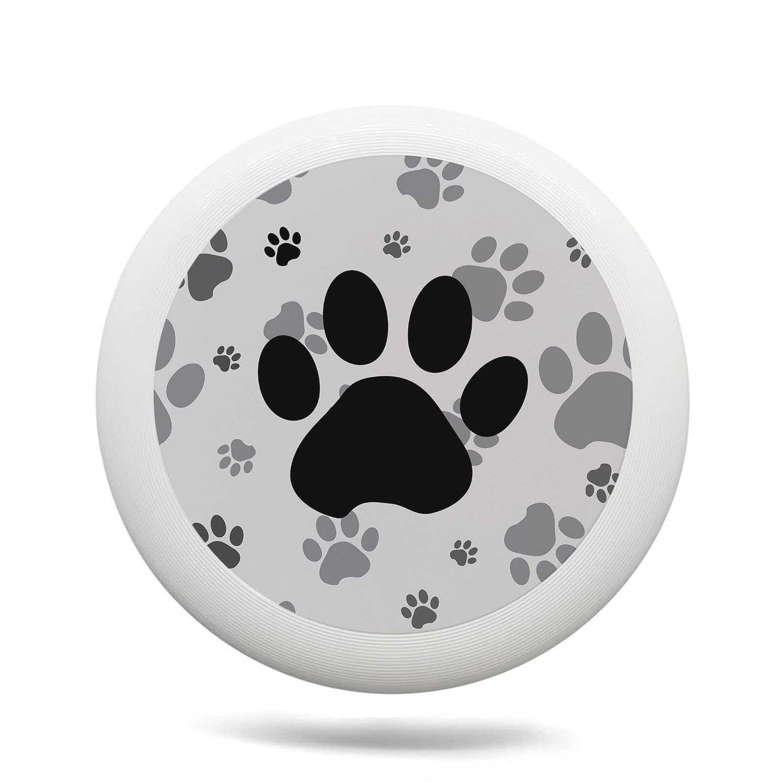 Uanvaha Cute Dog Paw Ultimate Disc Black Grey Paws Animal Footprint Flying Disc Standard 175g for Outdoor Backyard, Beach, Park, Camping
