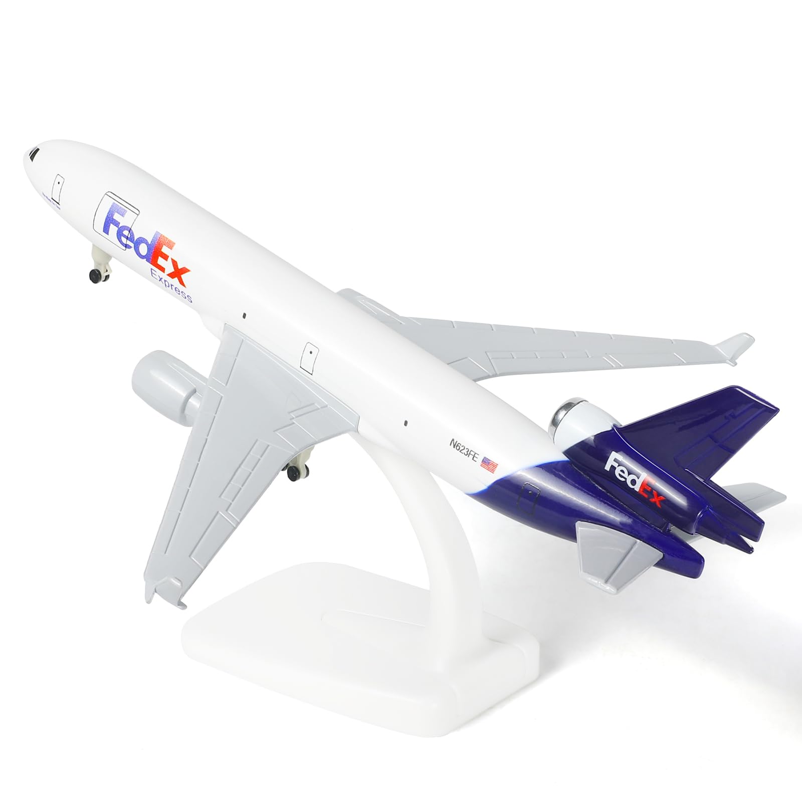 1/300 MD-11 - Modellino di aereo in metallo pressofuso per FedEx con supporto (21,1 cm L), modello di aereo cargo per adulti, giocattoli di aerei, regali o collezioni di aviazione