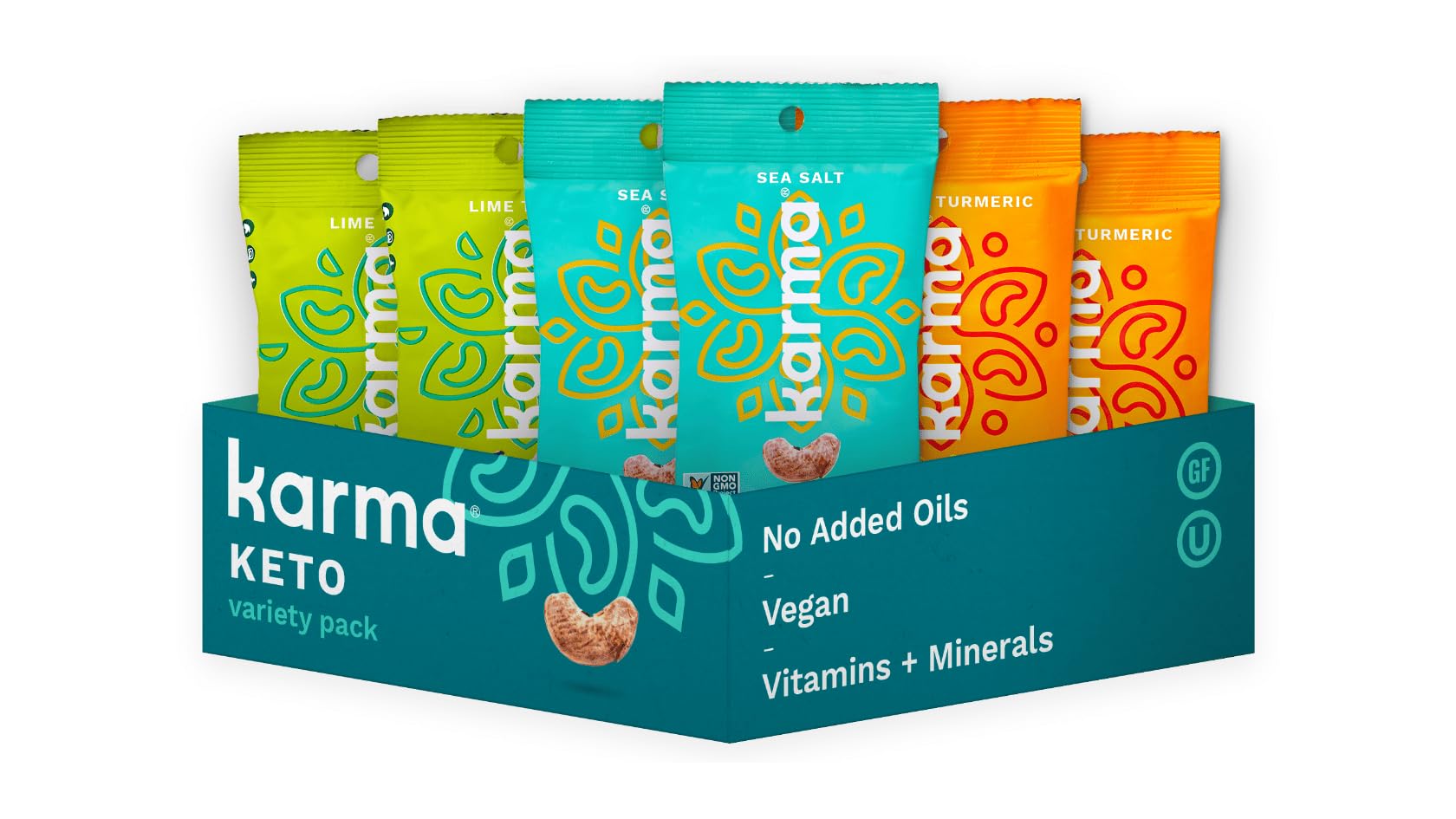 Whole 30 Variety Pack Cashews by Karma Nuts, Whole, Roasted, Vegan, Zero Sugar, Non GMO, Gluten Free, Low Carb, Low Calorie, Everyday Nut Snack, 1.5 Ounce (6 Snack Packs)