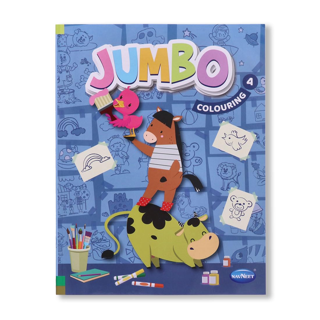 Navneet Jumbo Colouring Book - IV can be used with colour pencils or crayons for age group