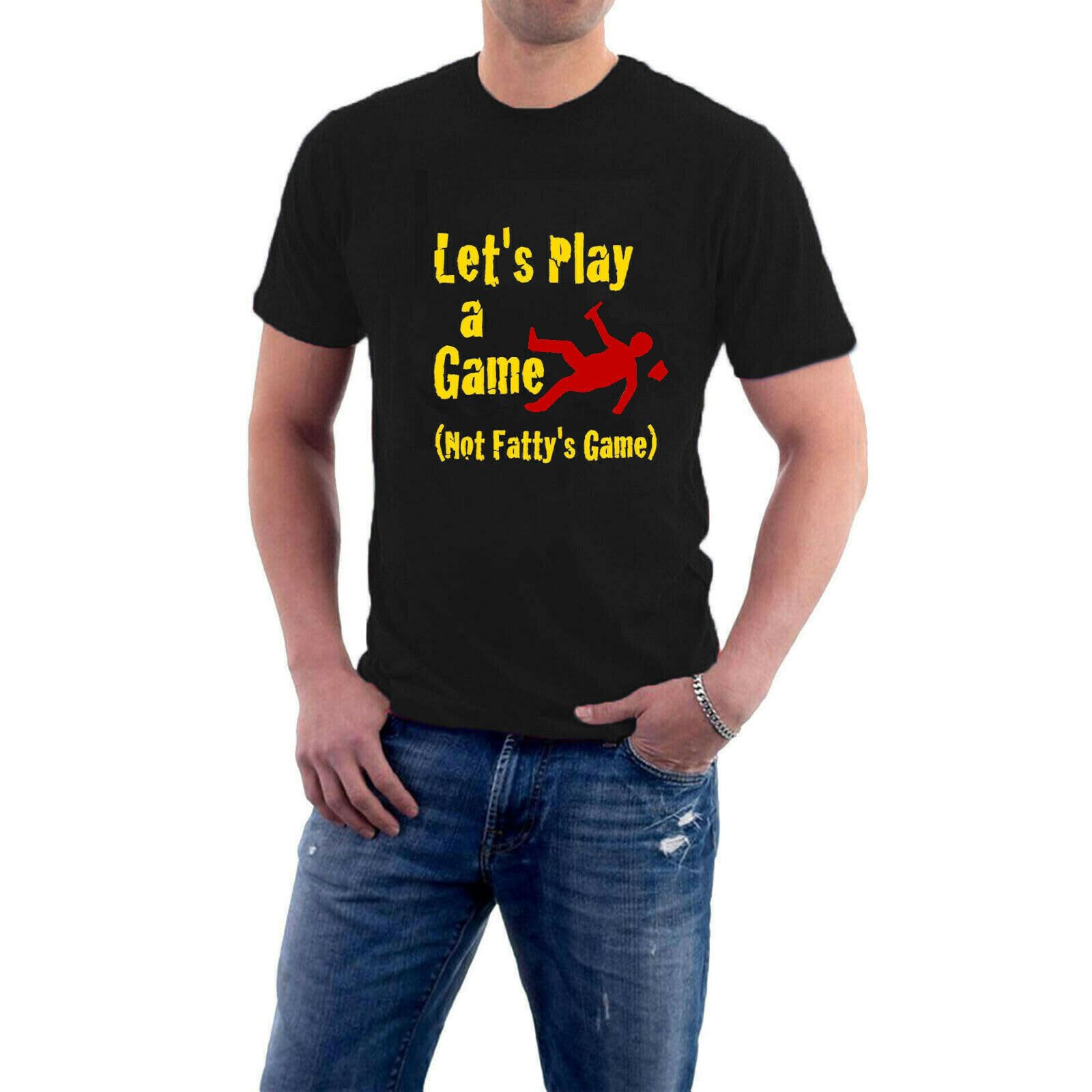 Bargain Offer Mr Jolly Lives Next Door 4XL T-Shirt Fatty's Game Rik Mayall Tee BlackX-Large