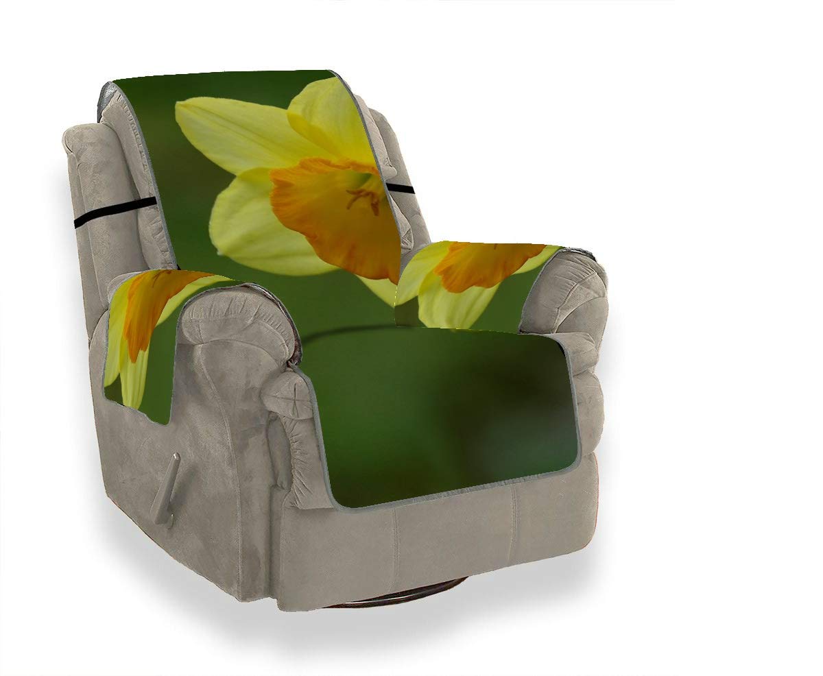 JOCHUAN Flower Yellow Daffodil Dafodill Chair Slipcovers With Arms Convertible Sofa Cover Plush Sofa Cover Furniture Protector For Pets, Kids, Cats, Sofa