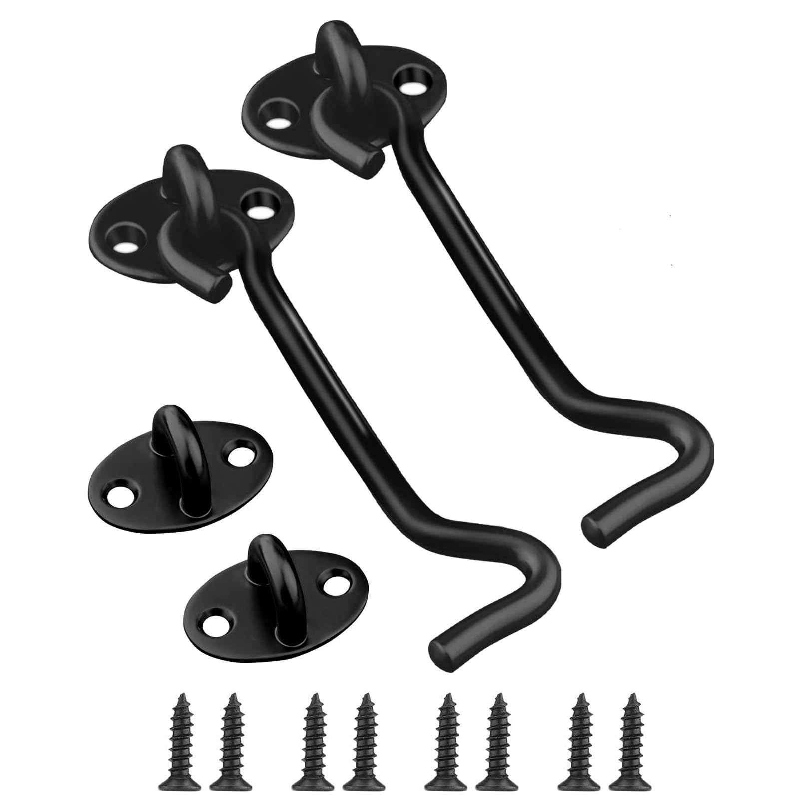 Hook and Eye Door Catch Gate Hook 2Pcs 100mm Stainless Steel Cabin Hook Door Latch Stainless Steel Heavy Duty Gate Latch for Wooden Gates, Window, Garden, Garage Door
