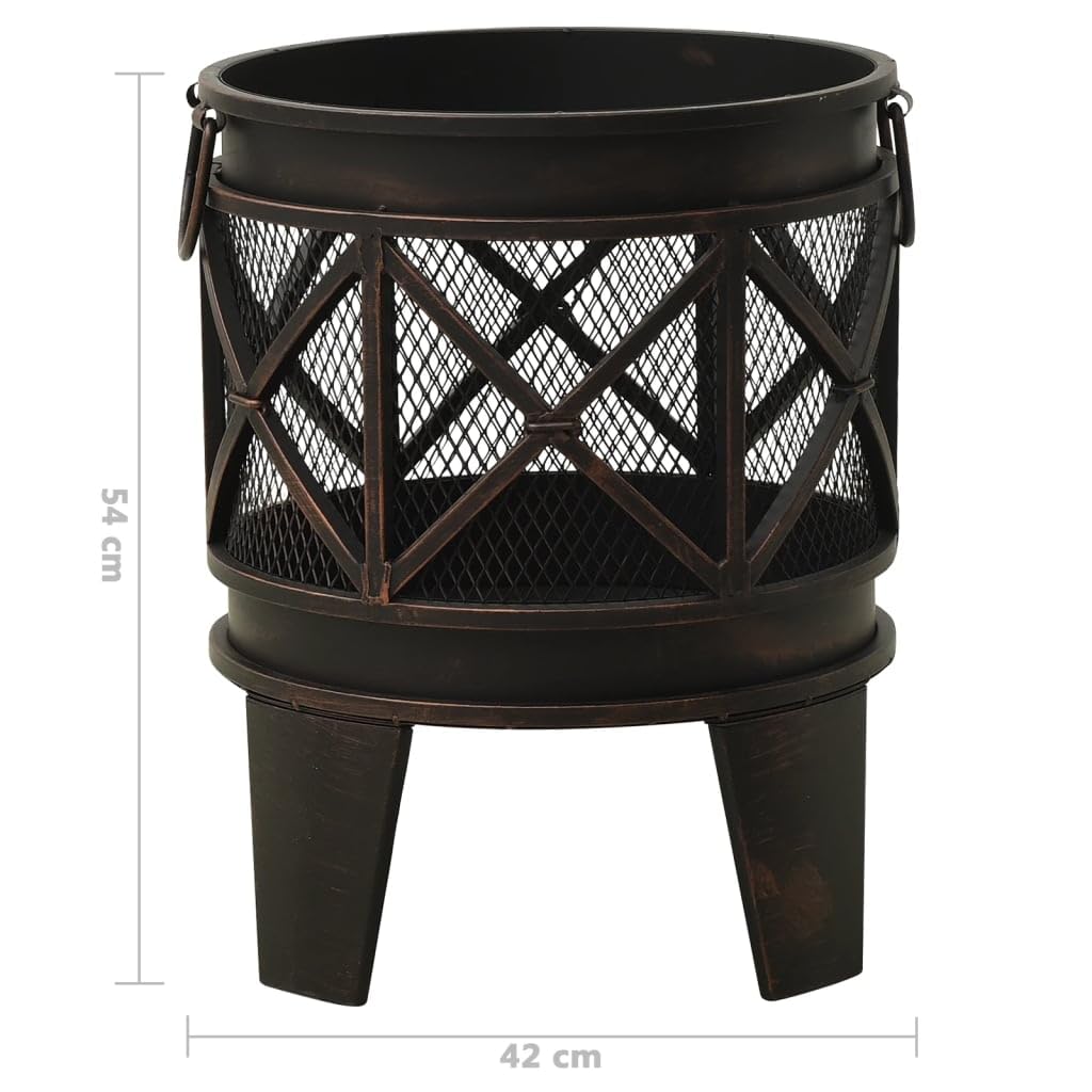 Chimenea rústica de acero, diámetro de 42 x 54 cm, con atizador, estufa de exterior para terraza y jardín, independiente, ideal para calentar y calentar cómodamente por la noche