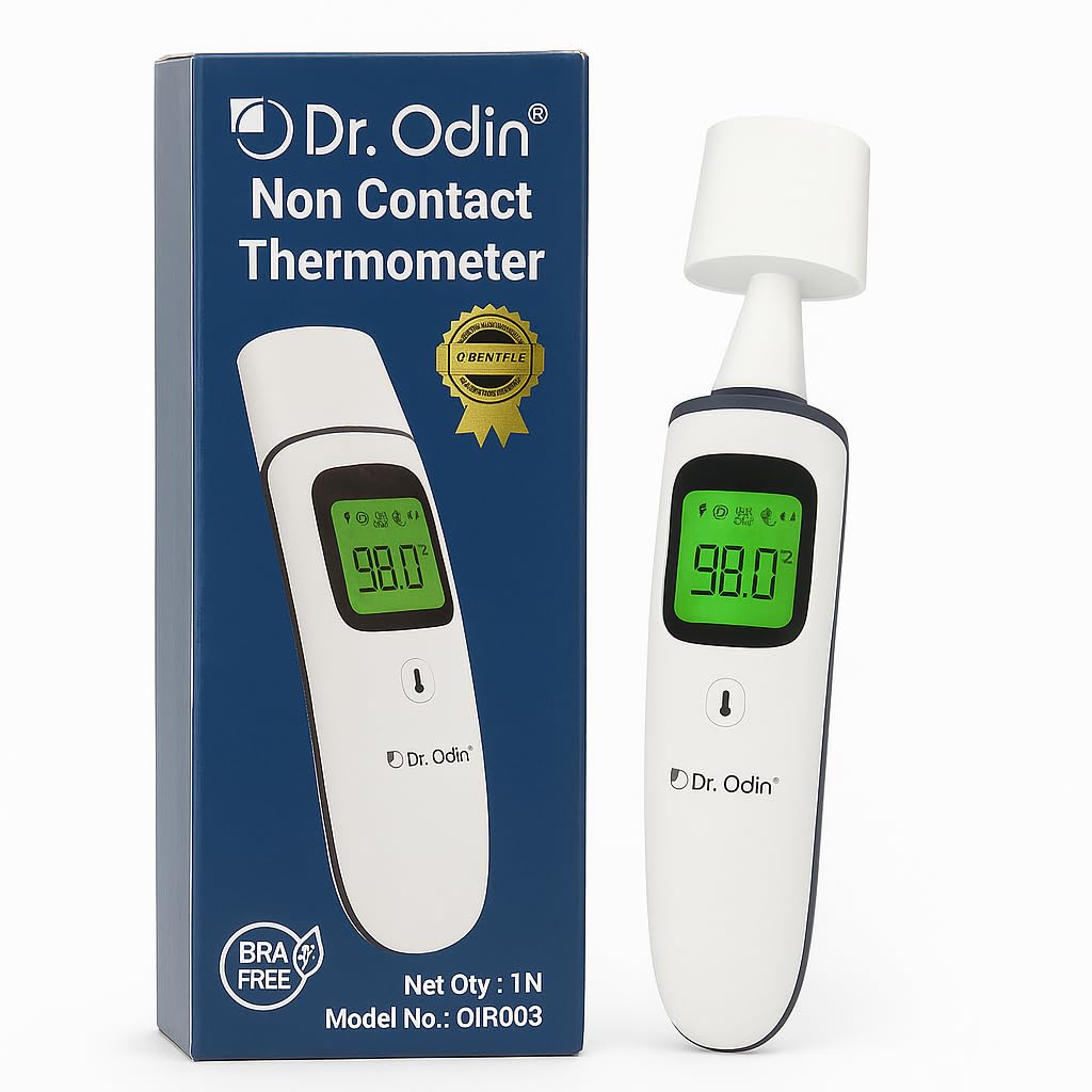 Dr. Odin OIR003 Non-Contact Digital Infrared Thermometer for Forehead & Ear – Dual Mode, Smart Color Display, Instant Reading, Safe & Hygienic, Memory Function, Ideal for Baby, Kids & Adults